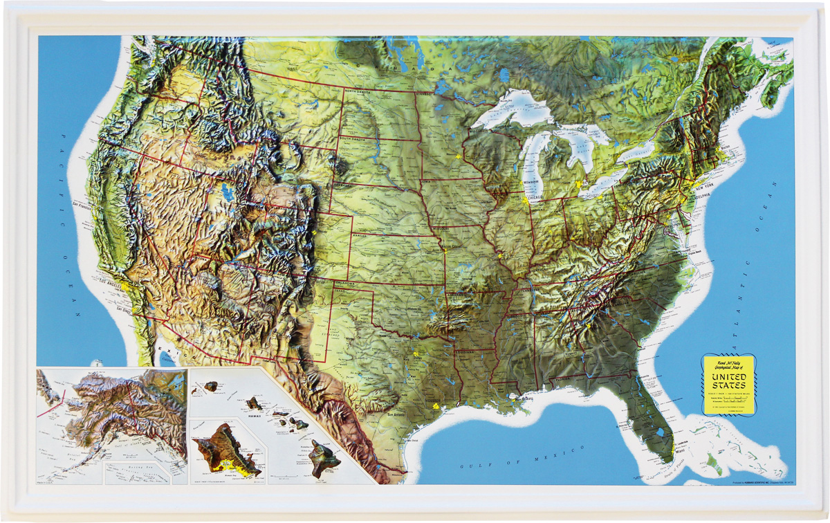 Buy Usa Relief Map Rand Mcnally Flagline