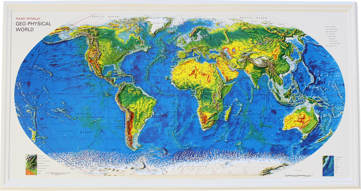 Buy World Relief Map Geophysical Flagline